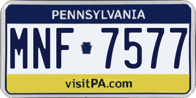 PA license plate MNF7577