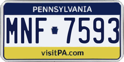 PA license plate MNF7593