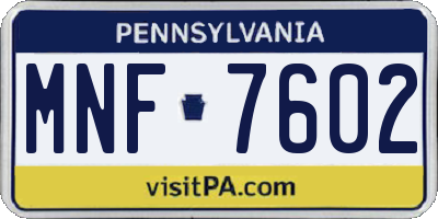 PA license plate MNF7602