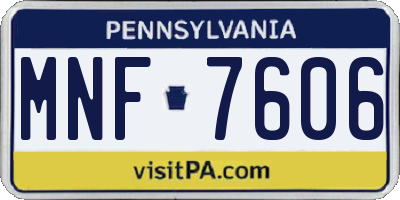 PA license plate MNF7606
