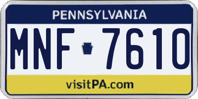 PA license plate MNF7610
