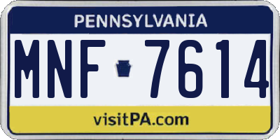 PA license plate MNF7614