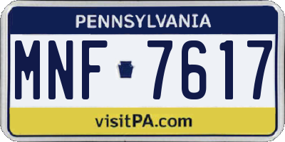 PA license plate MNF7617