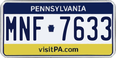 PA license plate MNF7633