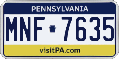 PA license plate MNF7635
