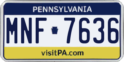 PA license plate MNF7636