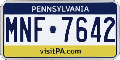 PA license plate MNF7642