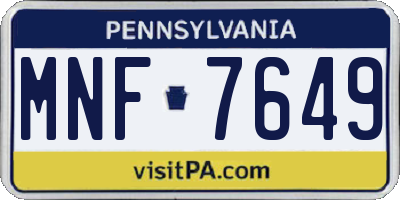 PA license plate MNF7649