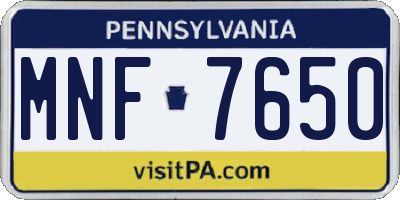 PA license plate MNF7650