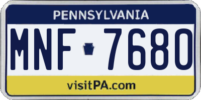 PA license plate MNF7680