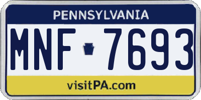 PA license plate MNF7693