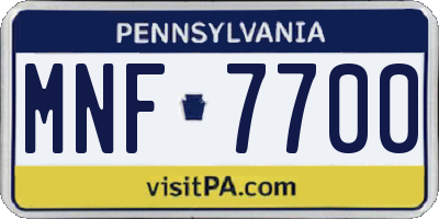 PA license plate MNF7700