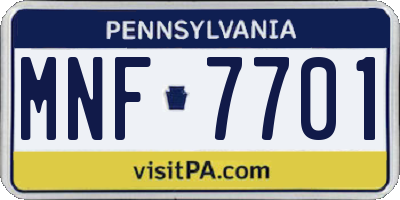 PA license plate MNF7701
