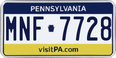 PA license plate MNF7728
