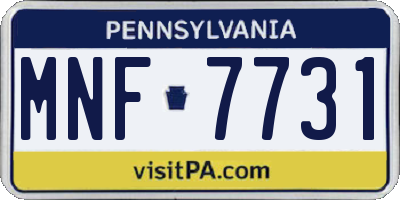 PA license plate MNF7731