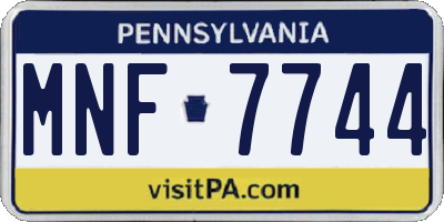PA license plate MNF7744