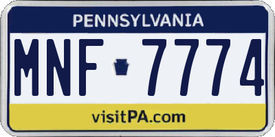 PA license plate MNF7774