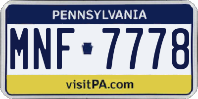 PA license plate MNF7778