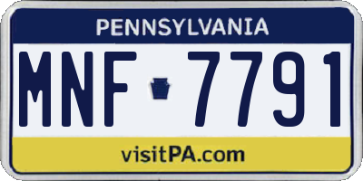 PA license plate MNF7791