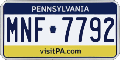 PA license plate MNF7792