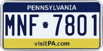 PA license plate MNF7801
