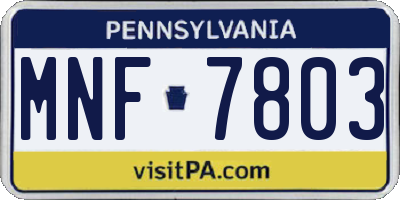 PA license plate MNF7803