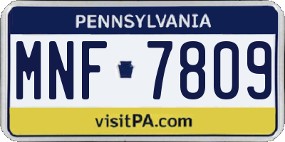 PA license plate MNF7809