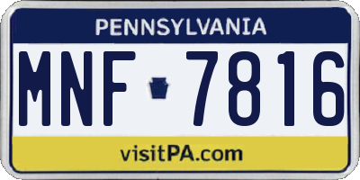 PA license plate MNF7816