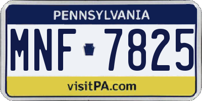 PA license plate MNF7825
