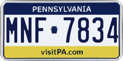 PA license plate MNF7834