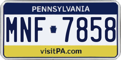 PA license plate MNF7858