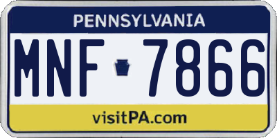 PA license plate MNF7866