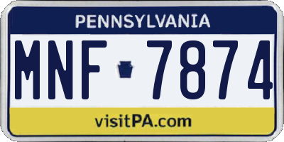 PA license plate MNF7874