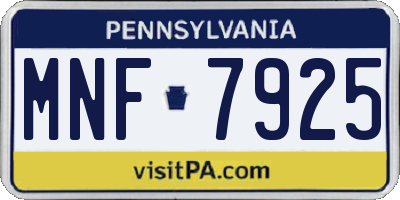 PA license plate MNF7925