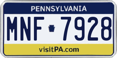 PA license plate MNF7928