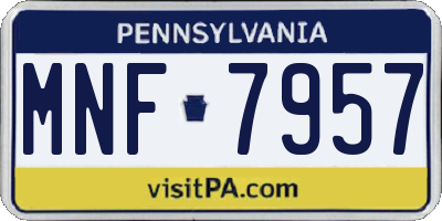 PA license plate MNF7957