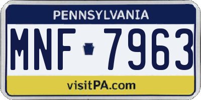 PA license plate MNF7963
