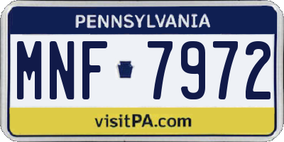 PA license plate MNF7972