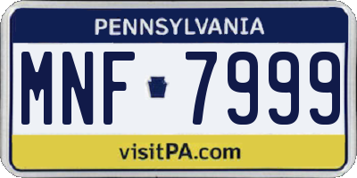 PA license plate MNF7999