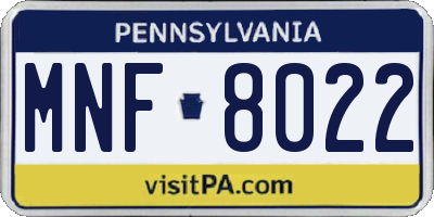 PA license plate MNF8022