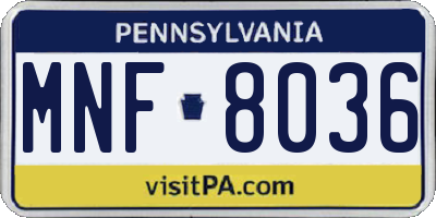 PA license plate MNF8036