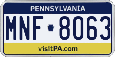 PA license plate MNF8063