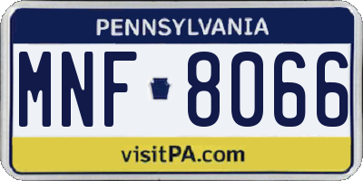 PA license plate MNF8066