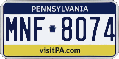 PA license plate MNF8074
