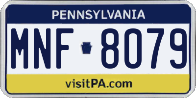 PA license plate MNF8079