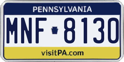 PA license plate MNF8130