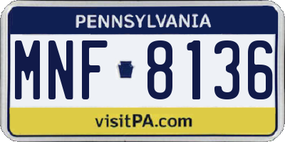PA license plate MNF8136