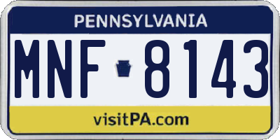PA license plate MNF8143