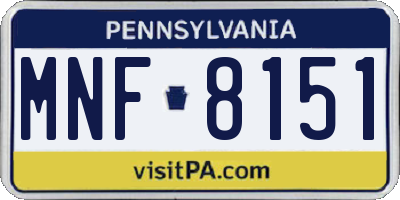 PA license plate MNF8151