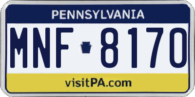 PA license plate MNF8170